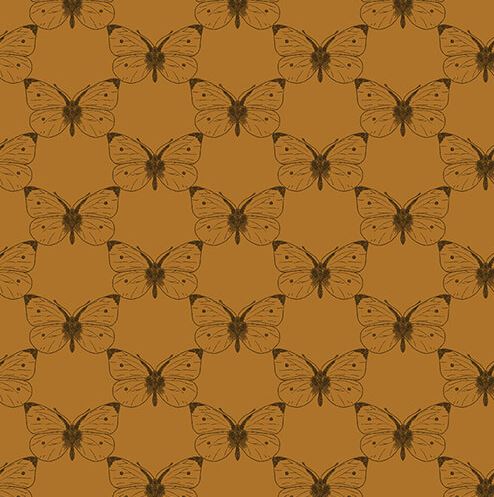 Benartex Fabric - Etched Cabbage Butterfly Caramel (Bee Haven)