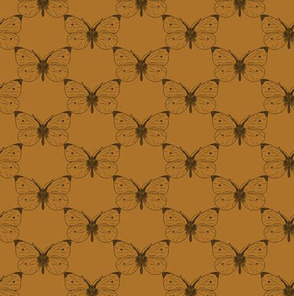 Benartex Fabric - Etched Cabbage Butterfly Caramel (Bee Haven)