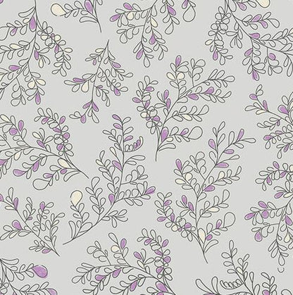 Benartex Fabric - Leafy Loops Grey (Bee Haven)