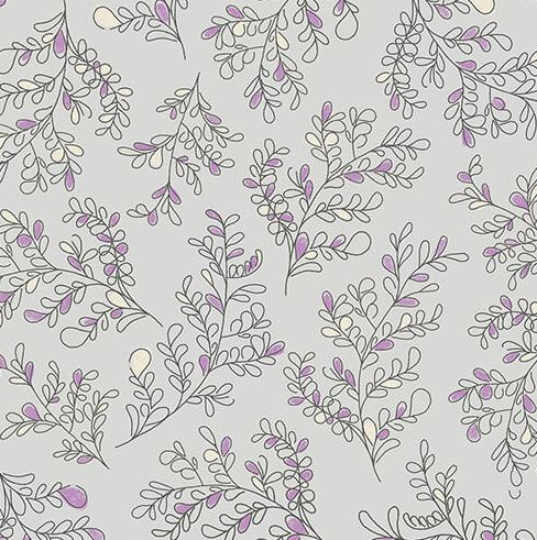 Benartex Fabric - Leafy Loops Grey (Bee Haven)