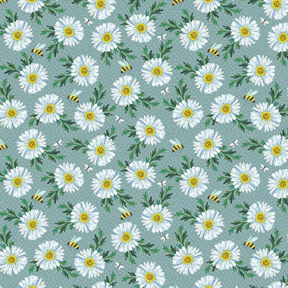Benartex Fabrics - Daisy Scatter Prairie Sky (A Wildflower Heart)
