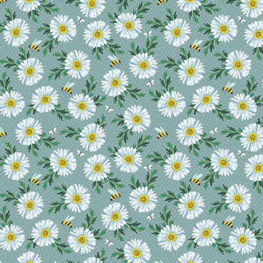 Benartex Fabrics - Daisy Scatter Prairie Sky (A Wildflower Heart)