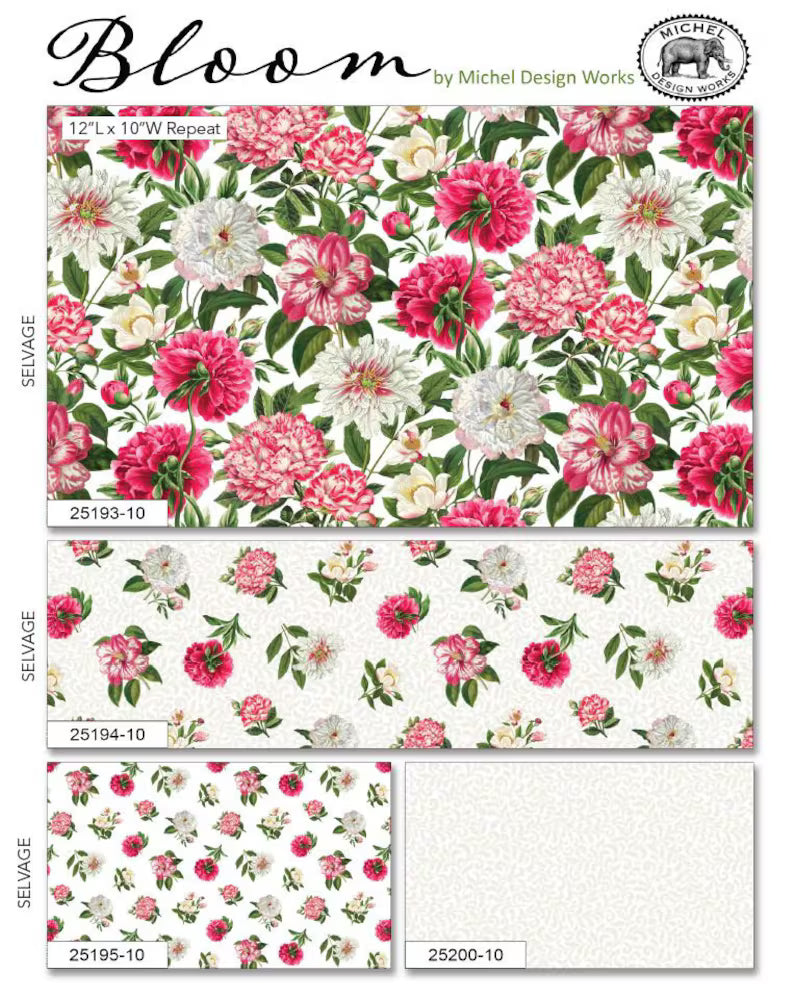 Northcott Fabric - Scroll White (Bloom)