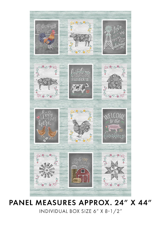 Benartex - Chalk Barn Panel Teal/Multi (Chalk Barn) 16317-99