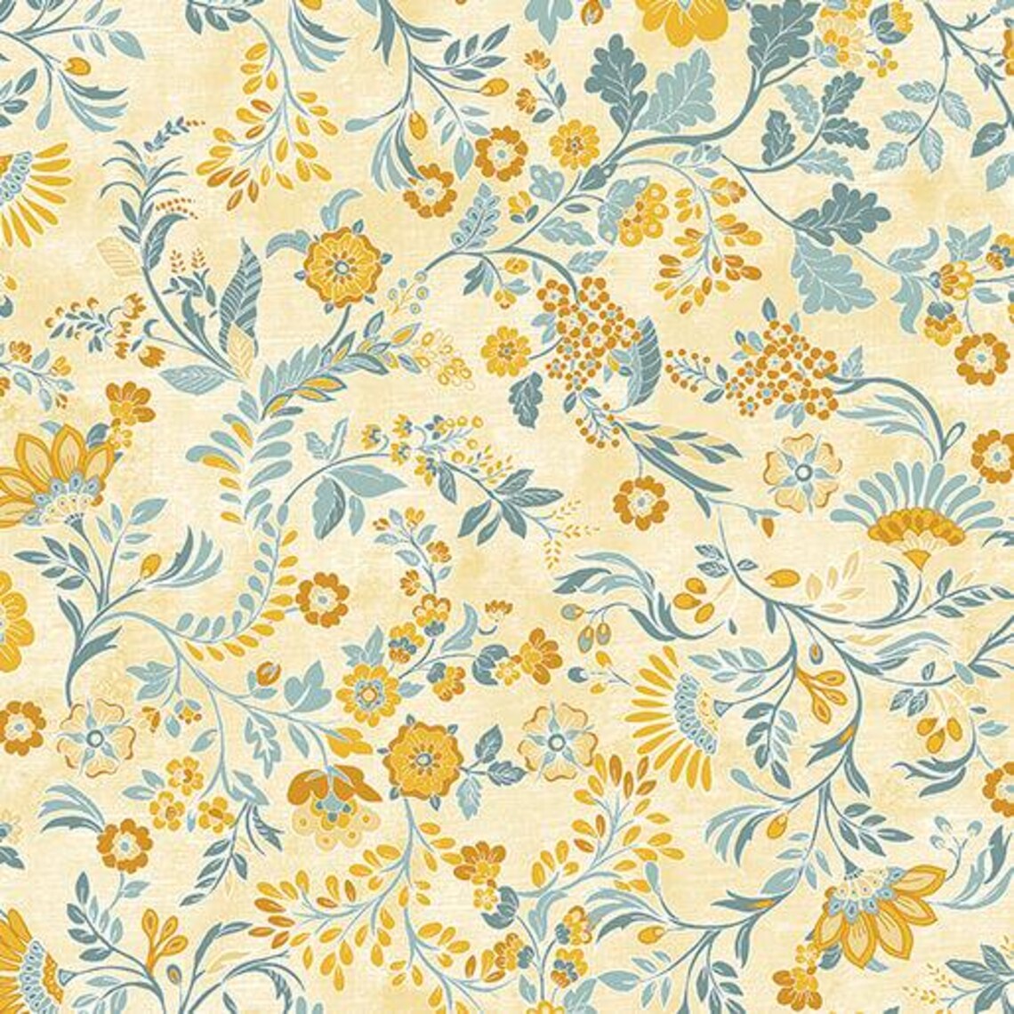 Benartex Fabric - Chalk Paint Floral Yellow (Chalk Barn)