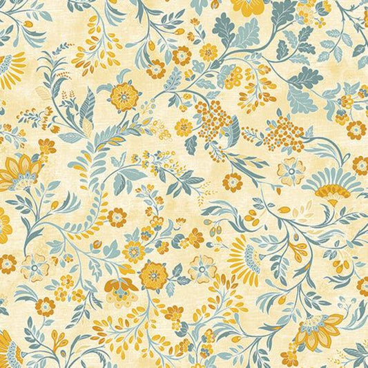 Benartex Fabric - Chalk Paint Floral Yellow (Chalk Barn)