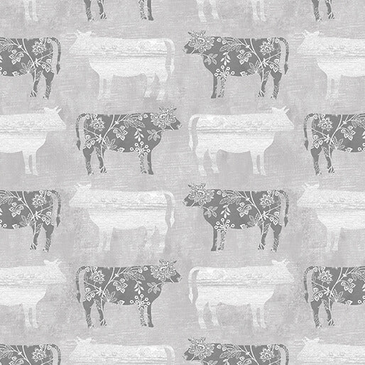 Benartex - Calico Cows Grey (Chalk Barn) 16320-13