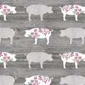 Benartex - Pretty Pigs Charcoal (Chalk Barn) 16322-15