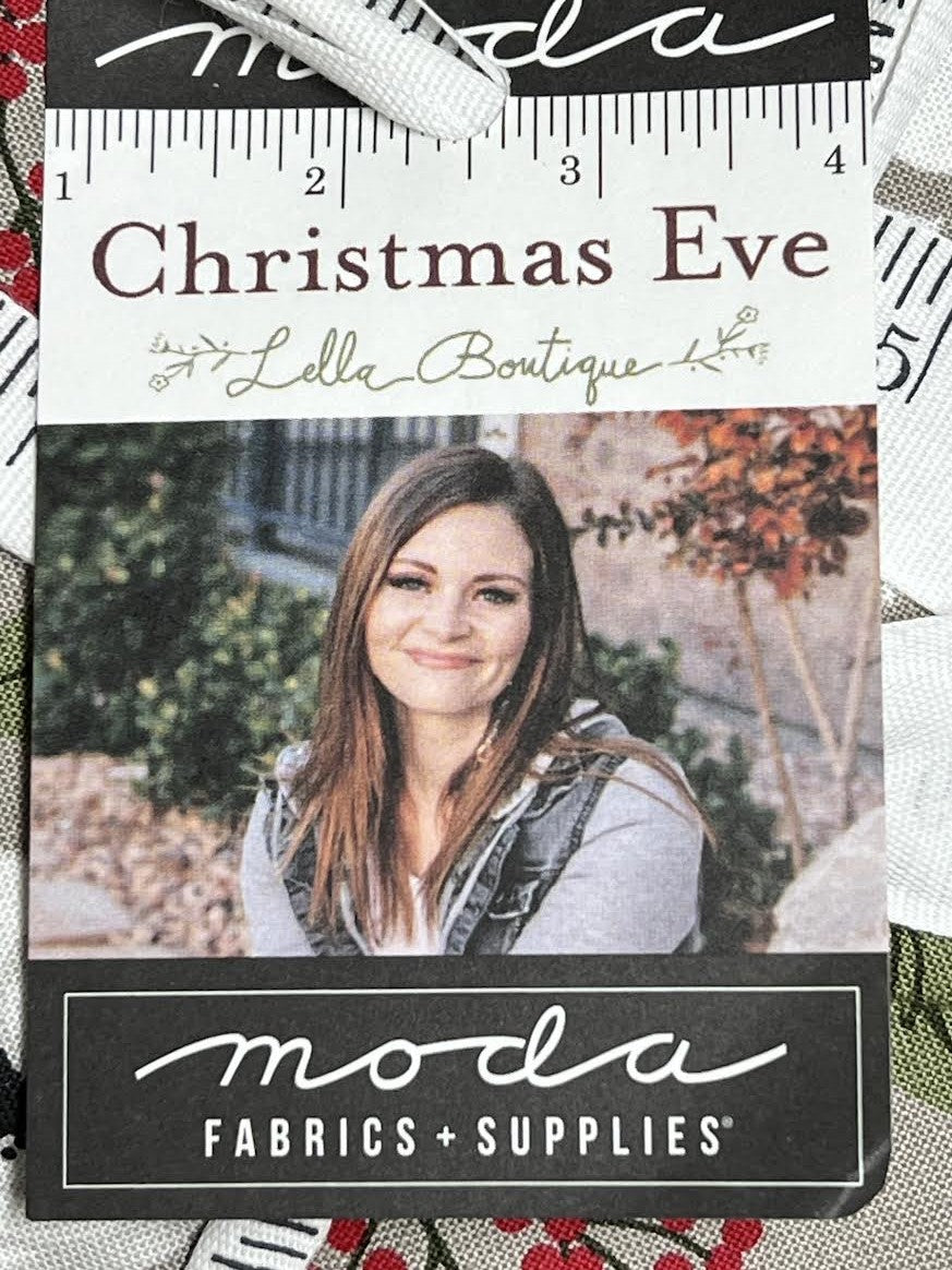 Moda Fabrics and designer promotional card with a designer's photo and brand logos. Fabric bundle sold by Sewing Bee Studio.