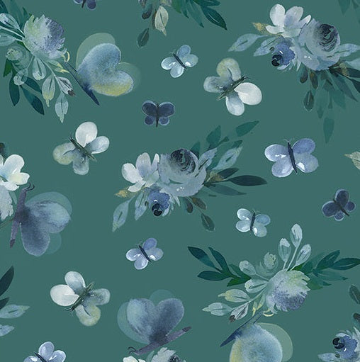 BENARTEX - Enchanted Butterfly Garden Dark Teal (Enchanted Florals) 16391-85