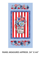 Benartex - Blessed Our Home PANEL Blue (Faith, Family, Freedom) 14827-54