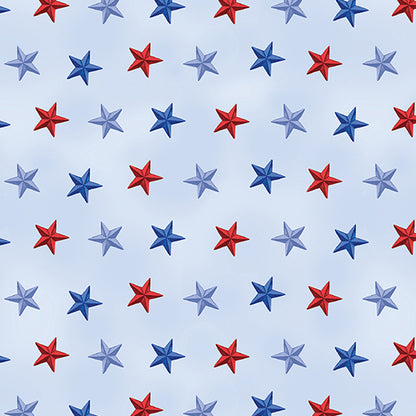 Benartex Fabric - Stars of Freedom Light Blue (Faith, Family, Freedom)