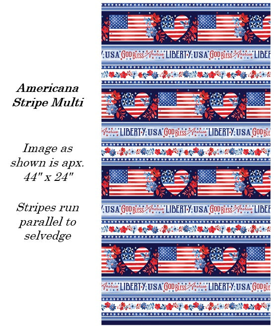 Benartex - Americana Stripe Multi (Faith, Family, Freedom) 14833-99