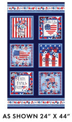 Benartex - Patriotic Boxes Navy Panel (Faith, Family, Freedom) 14834-57