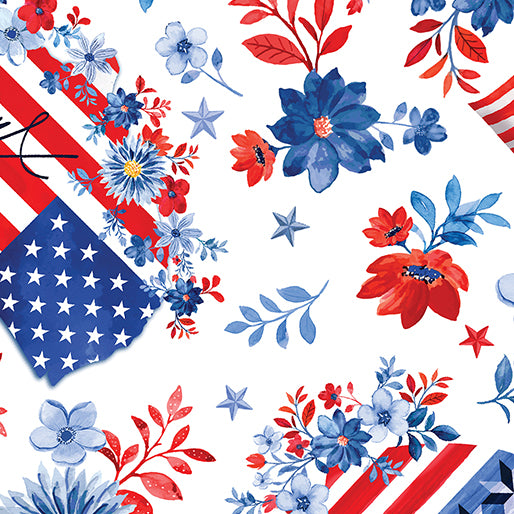 Benartex Fabric - America the Beautiful White (Faith, Family, Freedom)