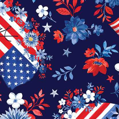 Benartex Fabric - America the Beautiful Navy (Faith, Family, Freedom)