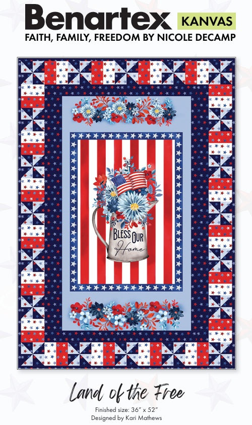 Benartex - Stars of Freedom Light Blue (Faith, Family, Freedom) 14830-05