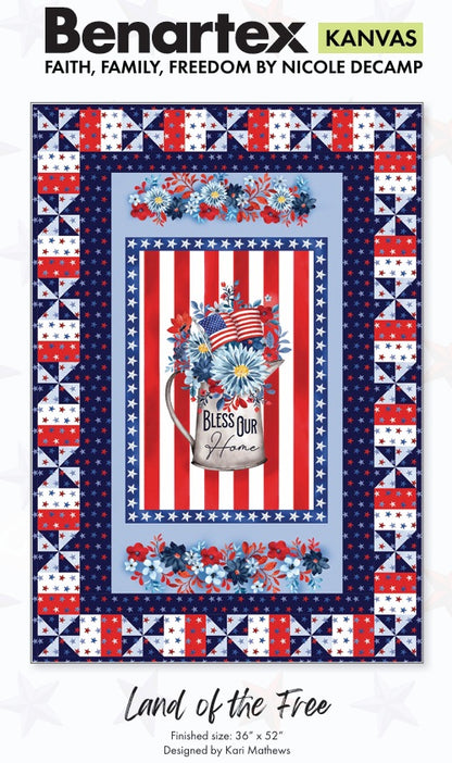 Benartex Fabric - Stars of Freedom Light Blue (Faith, Family, Freedom)