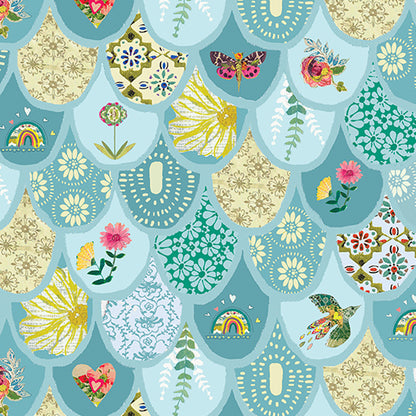 Benartex Fabric - Bargello Teal/Multi (Follow Your Joy)