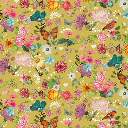 Benartex Fabric - Sunshine Floral Citron (Follow Your Joy)