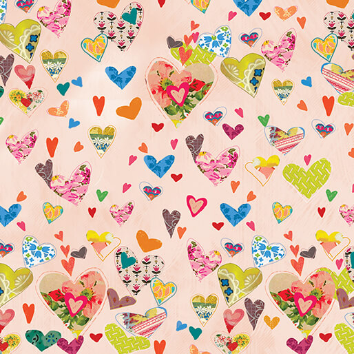 Benartex Fabric - Hearts Light Blush (Follow Your Joy)