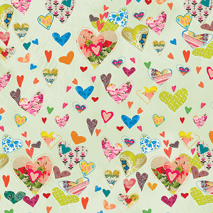 Benartex Fabric - Hearts Light Sage (Follow Your Joy)