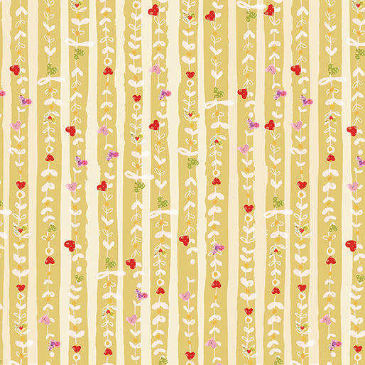 BENARTEX - Hearts Stripe Medium Citron (Follow Your Joy) 16662-32