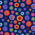 Timeless Treasures - Tossed Floral Medallions Navy (Jubilant) FL-CD4438