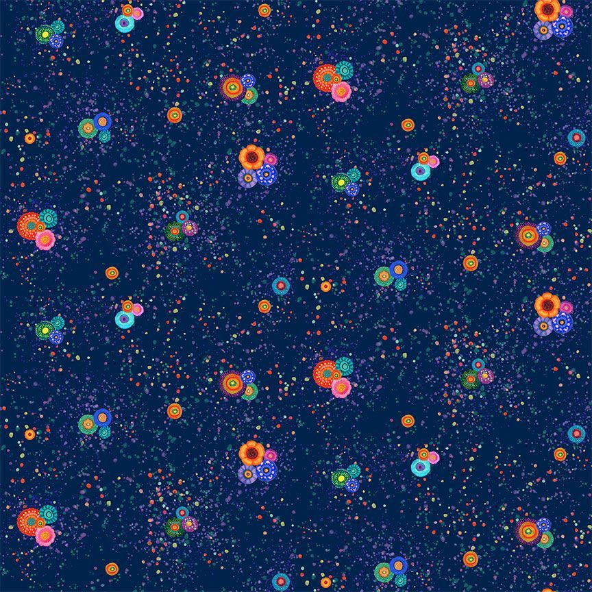 Timeless Treasures - Small Bright Floral Indigo (Jubilant) TX-CD4435