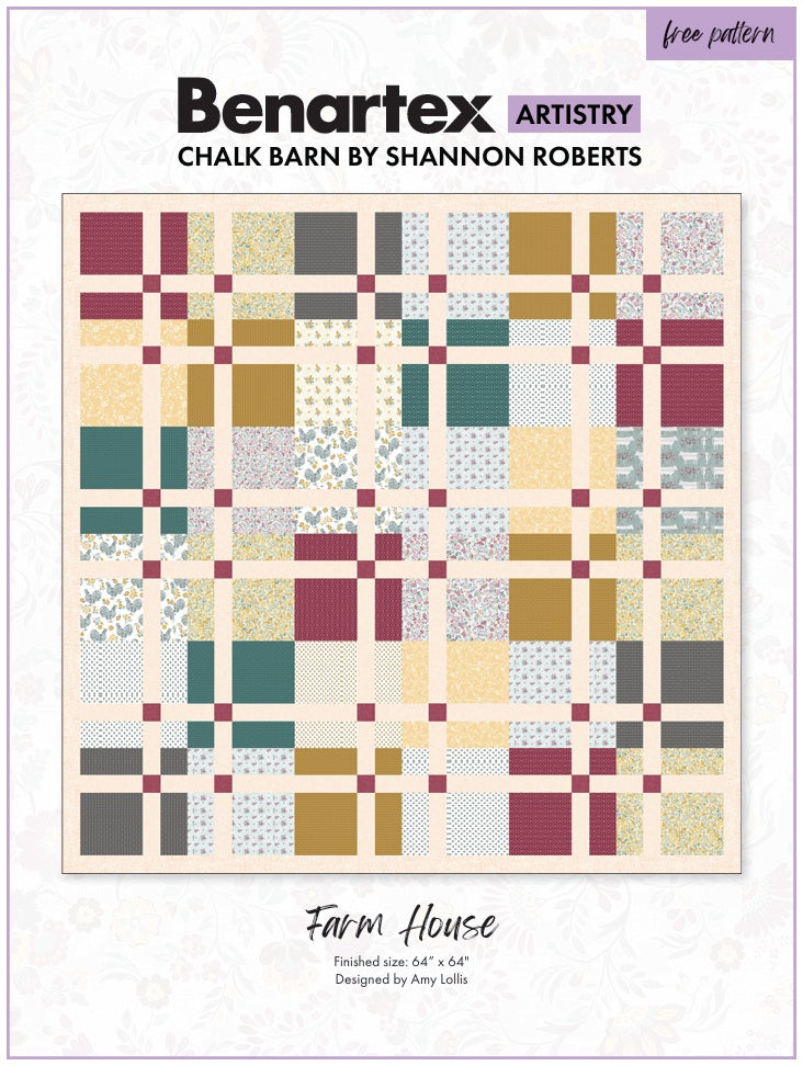 Benartex - Chalk Block Print Teal (Chalk Barn) 16324-85