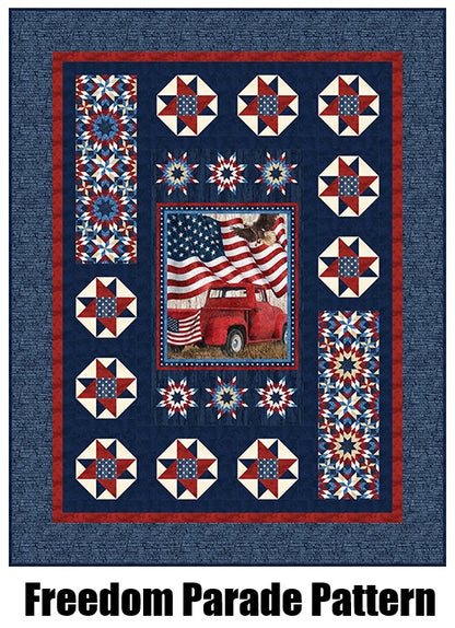 Northcott Fabric - Stars & Stripes Cream Multi Large Flags (Stonehenge)