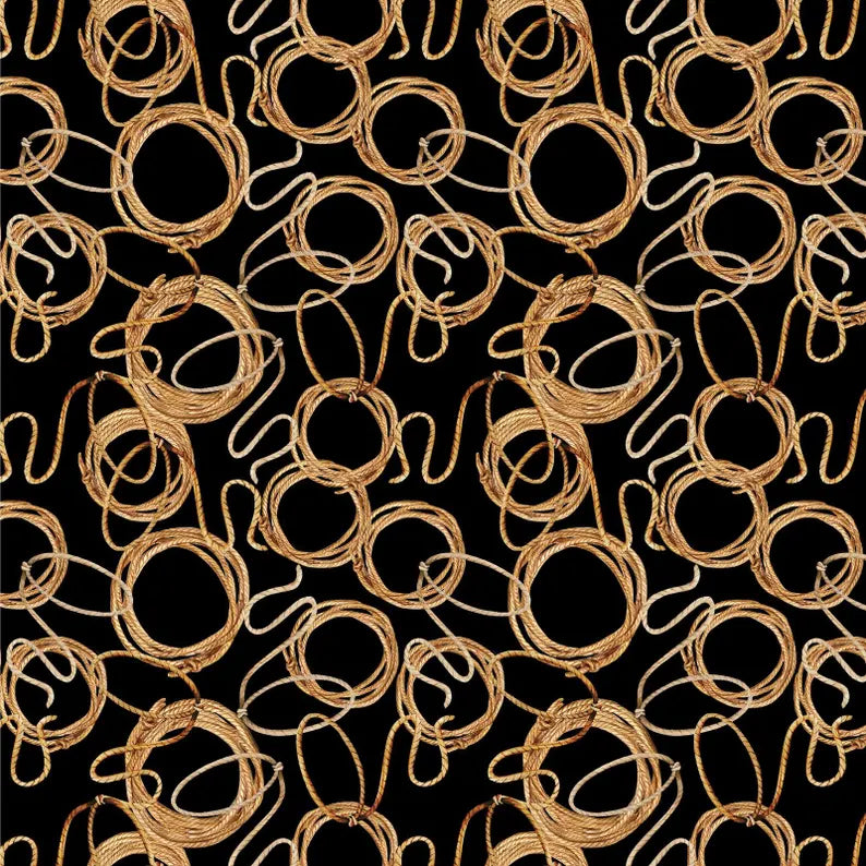 Benartex Fabric - Lasso Allover Black (Gone Country)