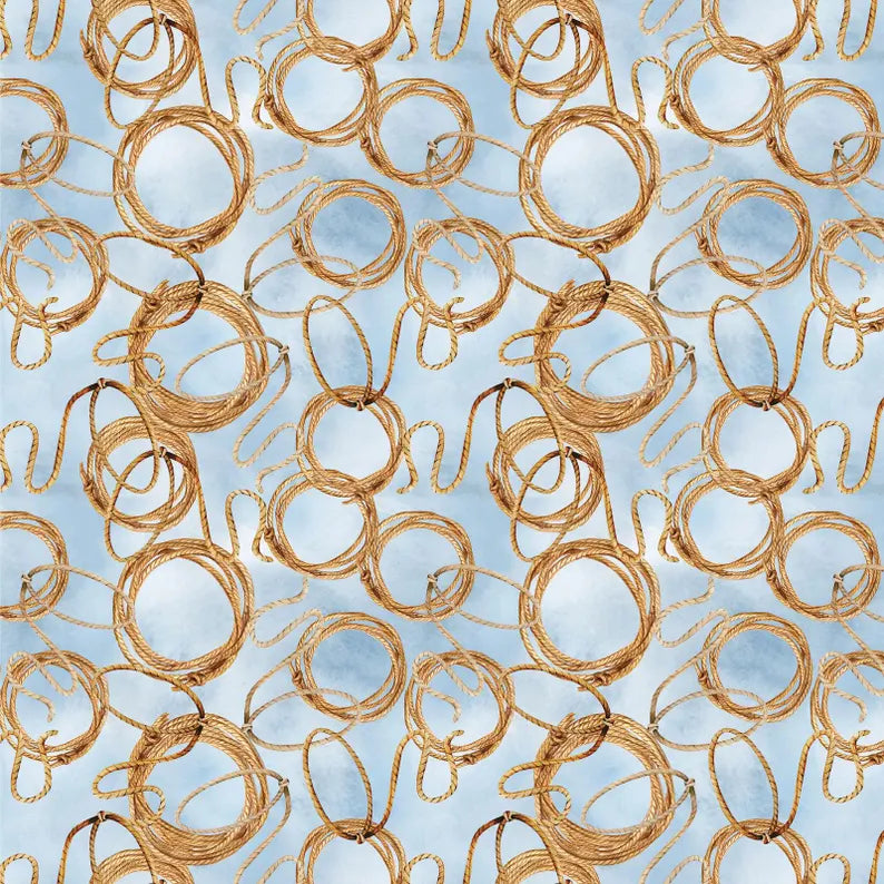 Benartex Fabric - Lasso Allover Blue (Gone Country)