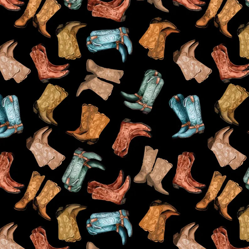 Benartex Fabric - Gone Country Boots Black (Gone Country)