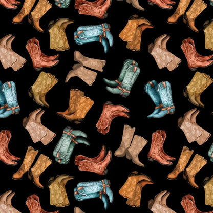 Benartex Fabric - Gone Country Boots Black (Gone Country)