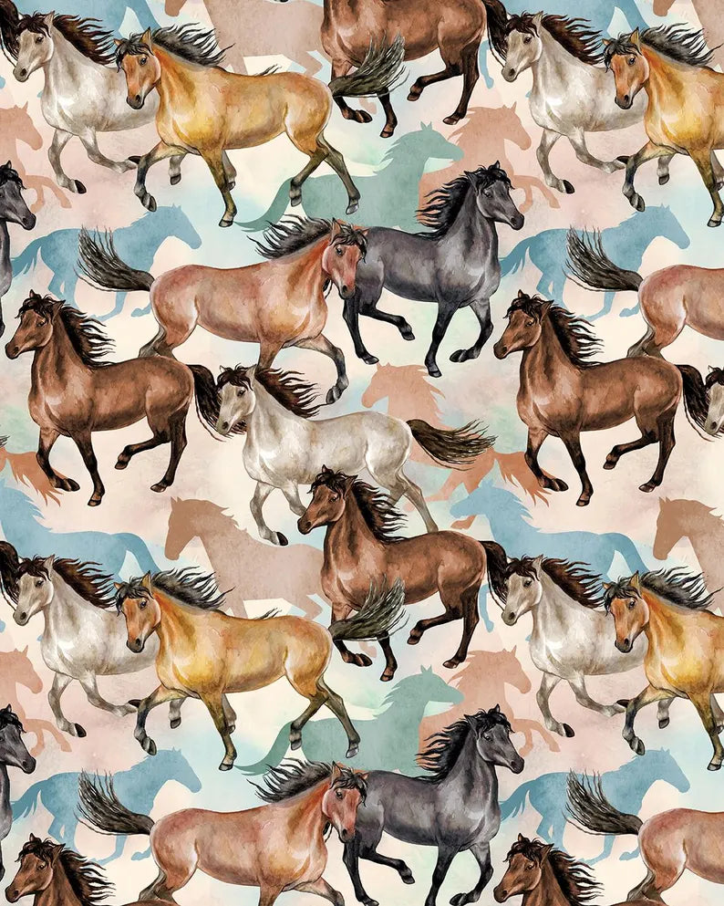 Benartex Fabric - Running Horses (Gone Country)
