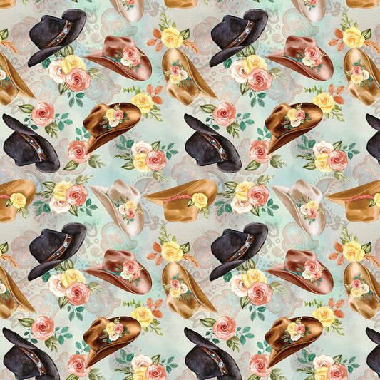 Benartex Fabric - Gone Country Hats (Gone Country)