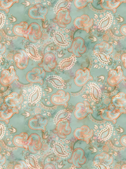Benartex Fabric - Gone Country Paisley Seafoam (Gone Country)