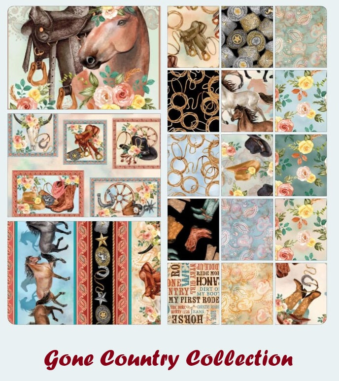 Benartex Fabric - Gone Country Words Multi (Gone Country)
