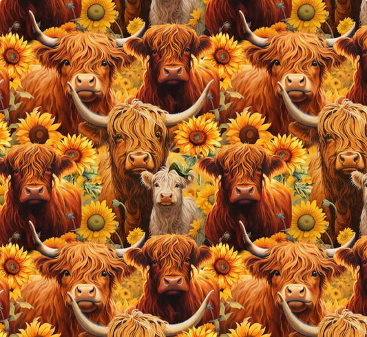David Textiles - Whimsical Highland Cows Fabric