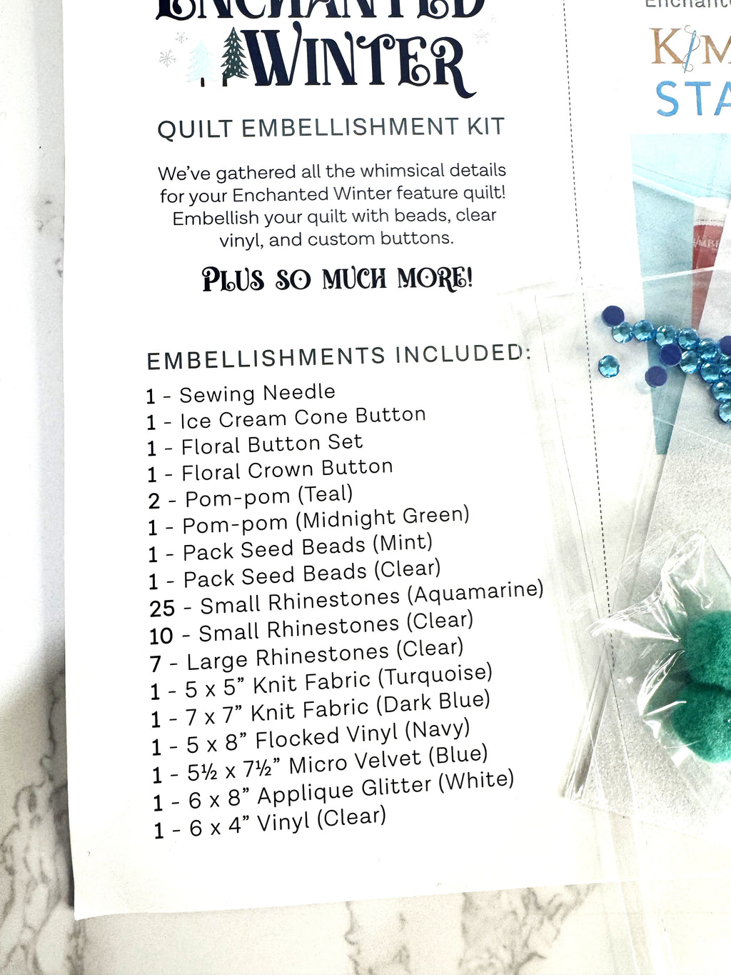 Enchanted Winter Embellishment Kit ONLY by Kimberbell Designs - KDKB1313