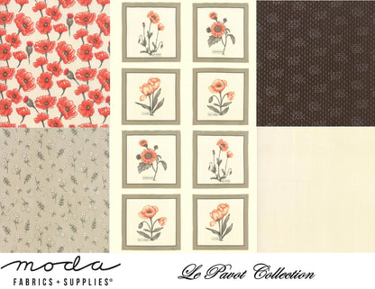 Moda Fabric - Floral Interlocking Circles Tan (Le Pavot)