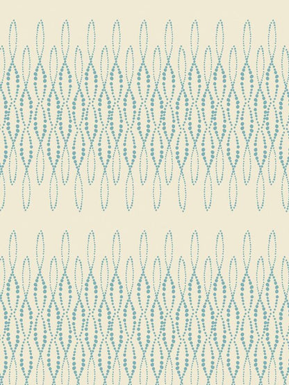 Benartex Fabric - Loopy Lace Aqua/Natural (Modern Vintage: Treasured)