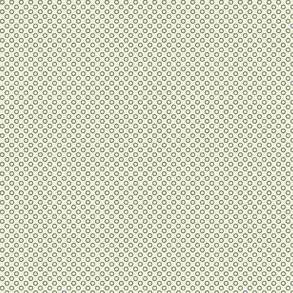 A textured fabric with a solid cream color and a repeating geometric pattern of small gray patterned circular hoops. Sold by Sewing Bee Studio.