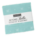Charm Pack of fabric squares with 'Beyond Bella' label on a white background. Sold by Sewing Bee Studio.