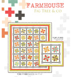 Quilt pattern packaging with 'Farmhouse Fig Tree & Co' branding and quilt design. Charm pack bundle sold by Sewing Bee Studio.