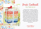 Colorful fabric fat quarter bundle labeled 'Fruit Cocktail' by Fig Tree & Co on a patterned background. Fat quarter bundles sold by Sewing Bee Studio.