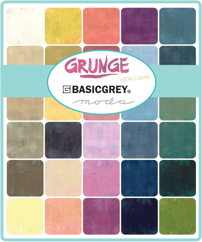Grunge color swatch book by BasicGrey, featuring a grid of squares in various colors. Sold by Sewing Bee Studio.