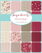 Collection of fabric swatches with 'Sugarberry' by Bunny Hill Designs Moda label. Fat quarter bundles sold by Sewing Bee Studio.