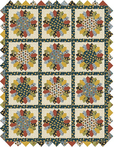 Benartex - Tossed Jacobean Light Blue (Prairie Chicks) 03114-05